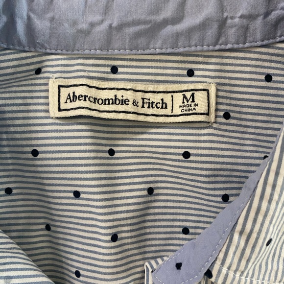 A&F Button Down Blue Stripes and Dots Shirt MEDIUM - Picture 7 of 8